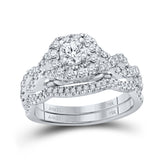 14kt White Gold Womens Round Diamond Bridal Wedding Engagement Ring Band Set 1.00  (Certified)